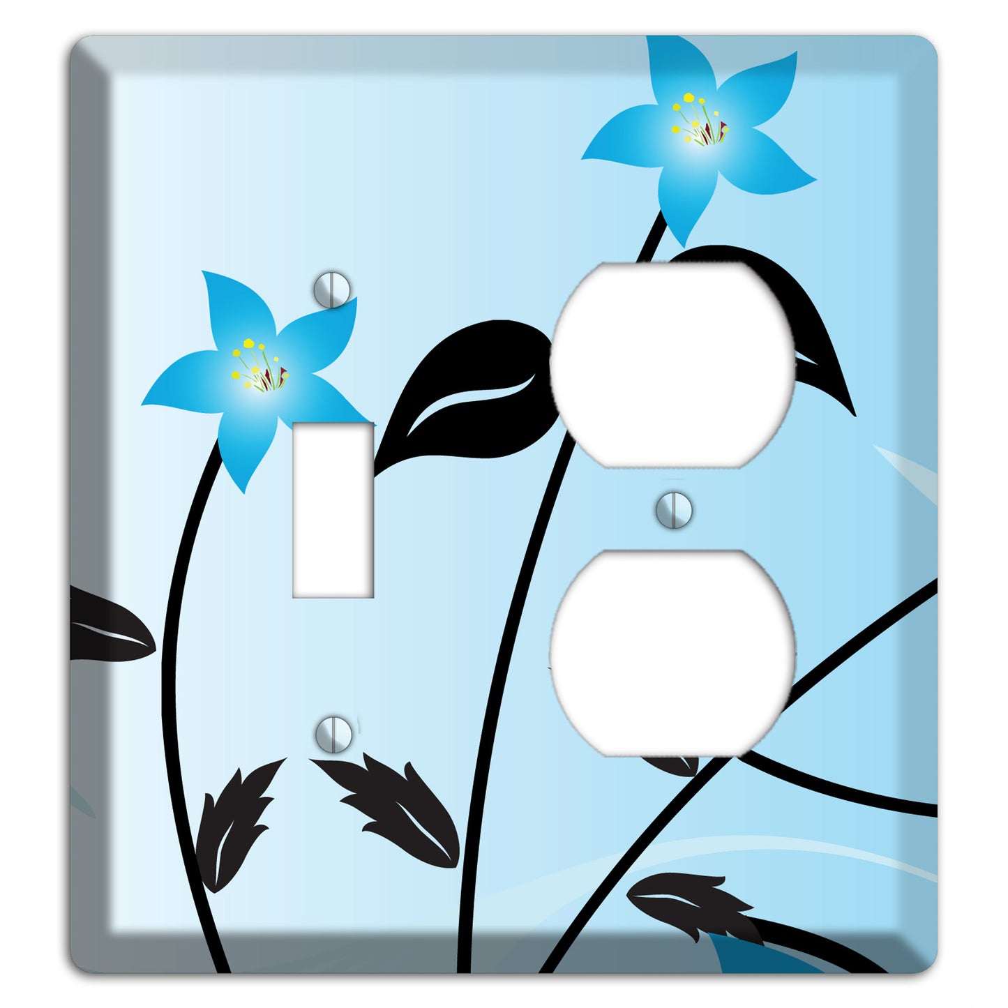 Blue Double Sprig Toggle / Duplex Wallplate