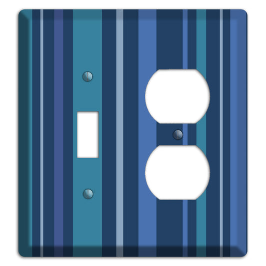 Multi Blue Vertical Stripes Toggle / Duplex Wallplate