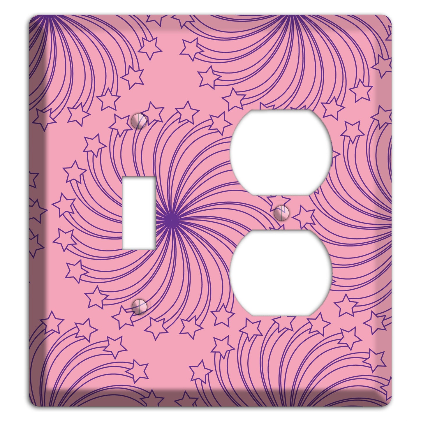 Pink with Purple Star Swirl Toggle / Duplex Wallplate