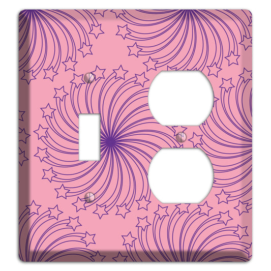 Pink with Purple Star Swirl Toggle / Duplex Wallplate