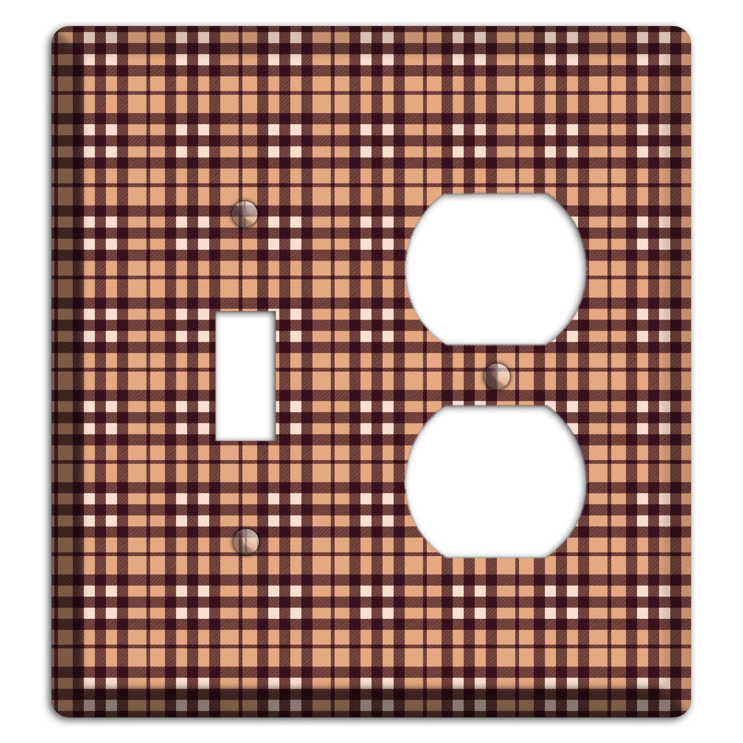 Multi Brown Plaid Toggle / Duplex Wallplate