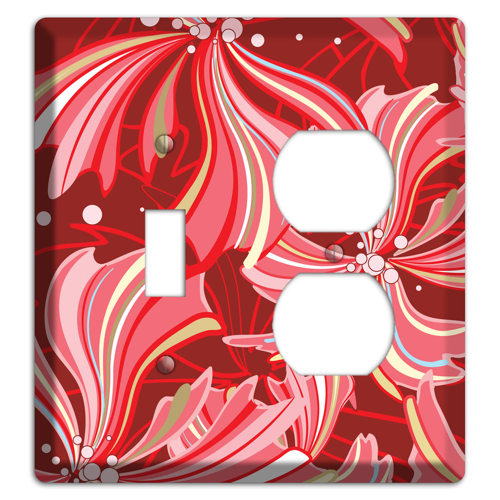 Red Deco Blossoms Toggle / Duplex Wallplate