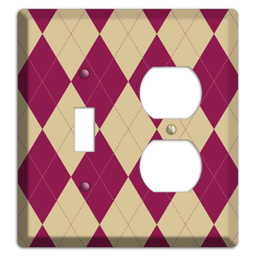 Red and Tan Argyle Toggle / Duplex Wallplate