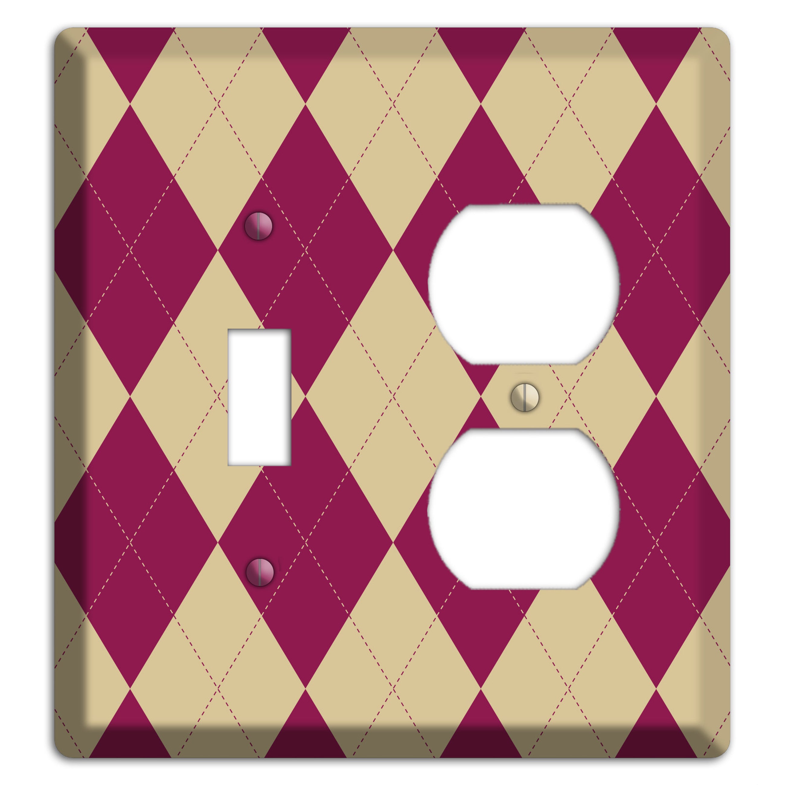Red and Tan Argyle Toggle / Duplex Wallplate