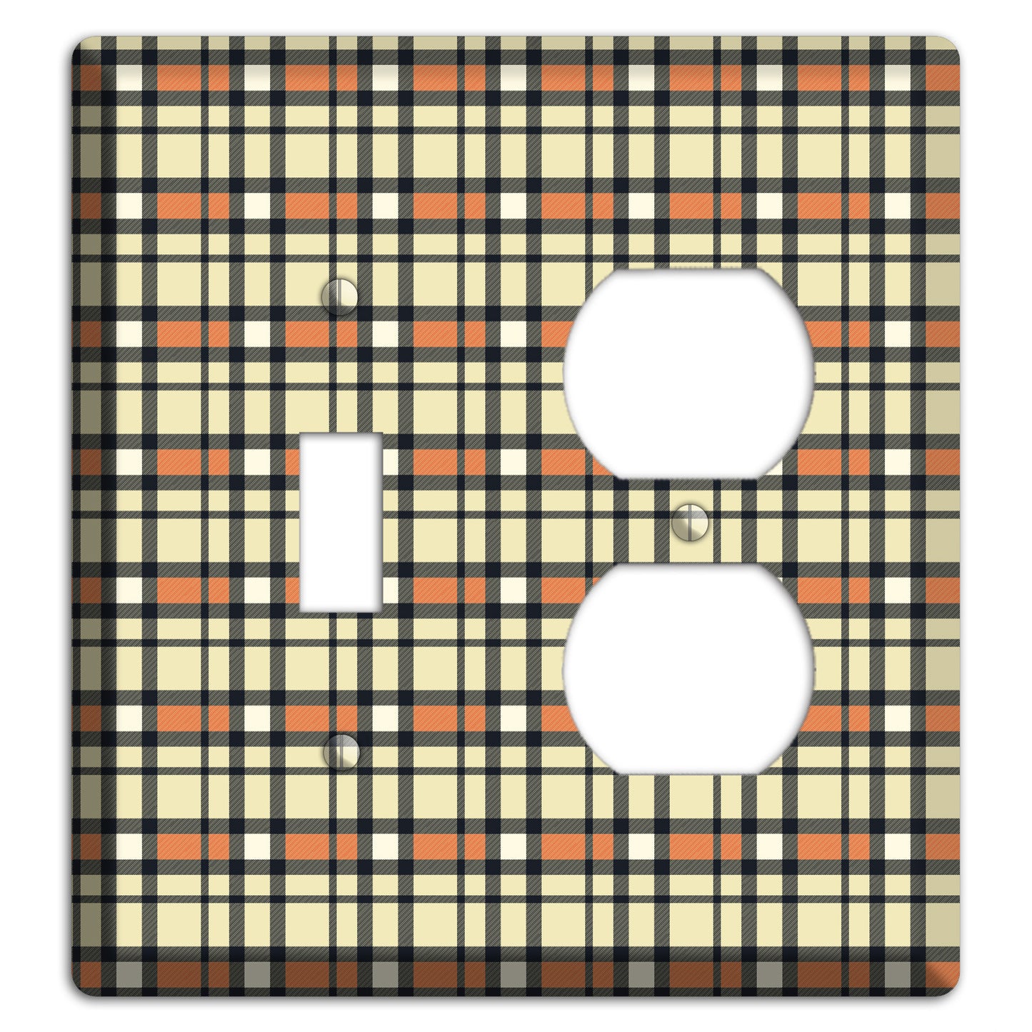 Beige and Brown Plaid Toggle / Duplex Wallplate