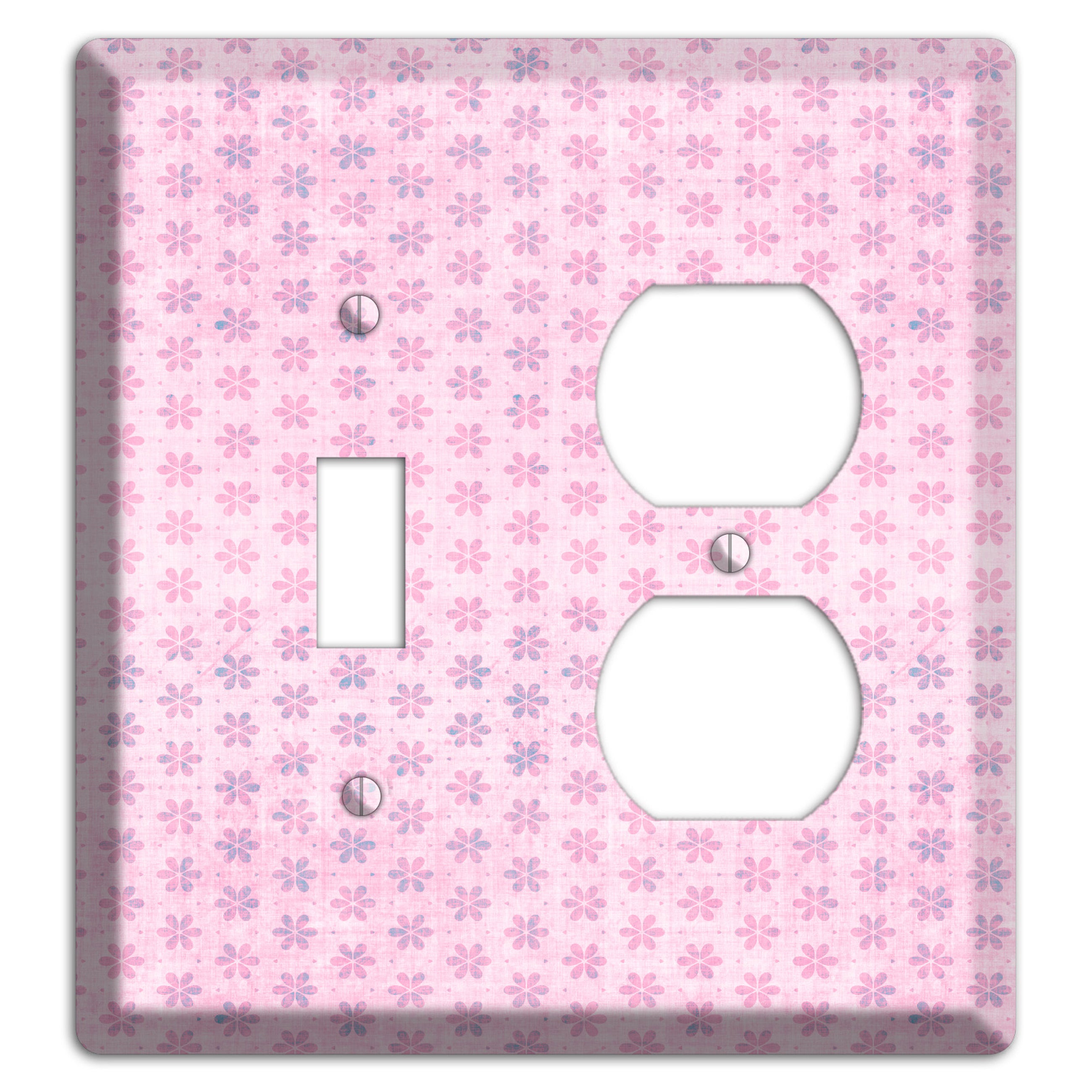 Pink Grunge Floral Contour Toggle / Duplex Wallplate
