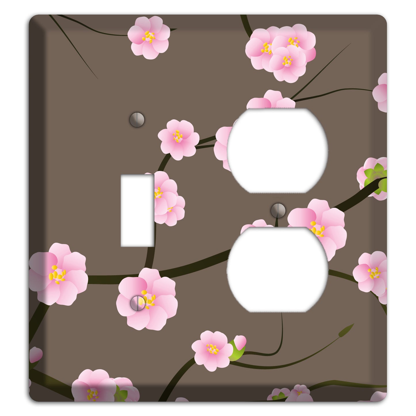 Pink and Brown Cherry Blossoms Toggle / Duplex Wallplate