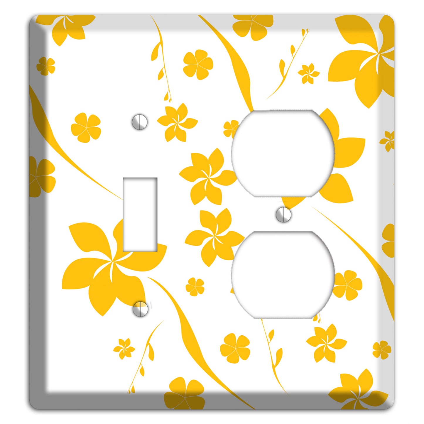 White with Yellow Flower Toggle / Duplex Wallplate