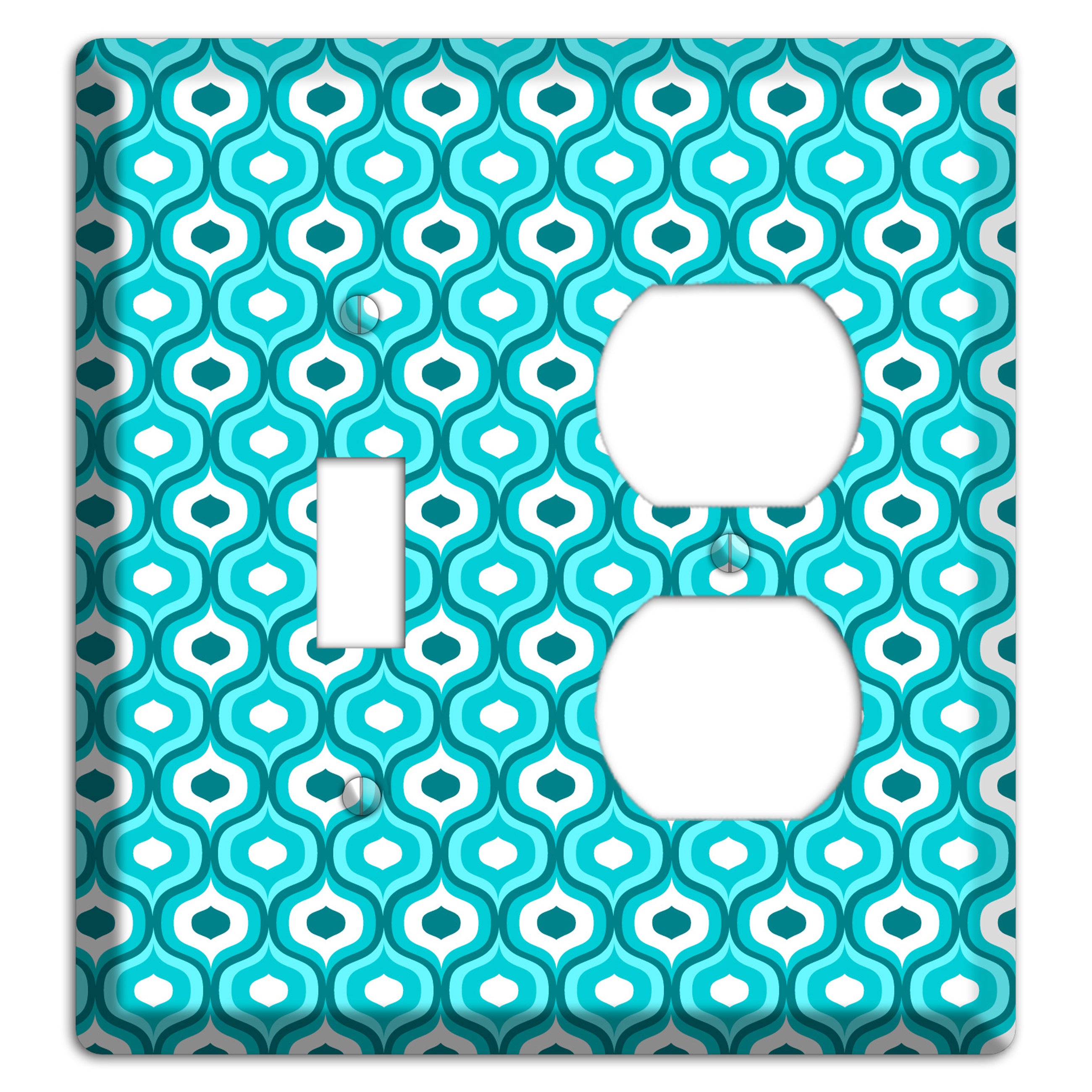 Multi Turquoise Double Scallop 2 Toggle / Duplex Wallplate