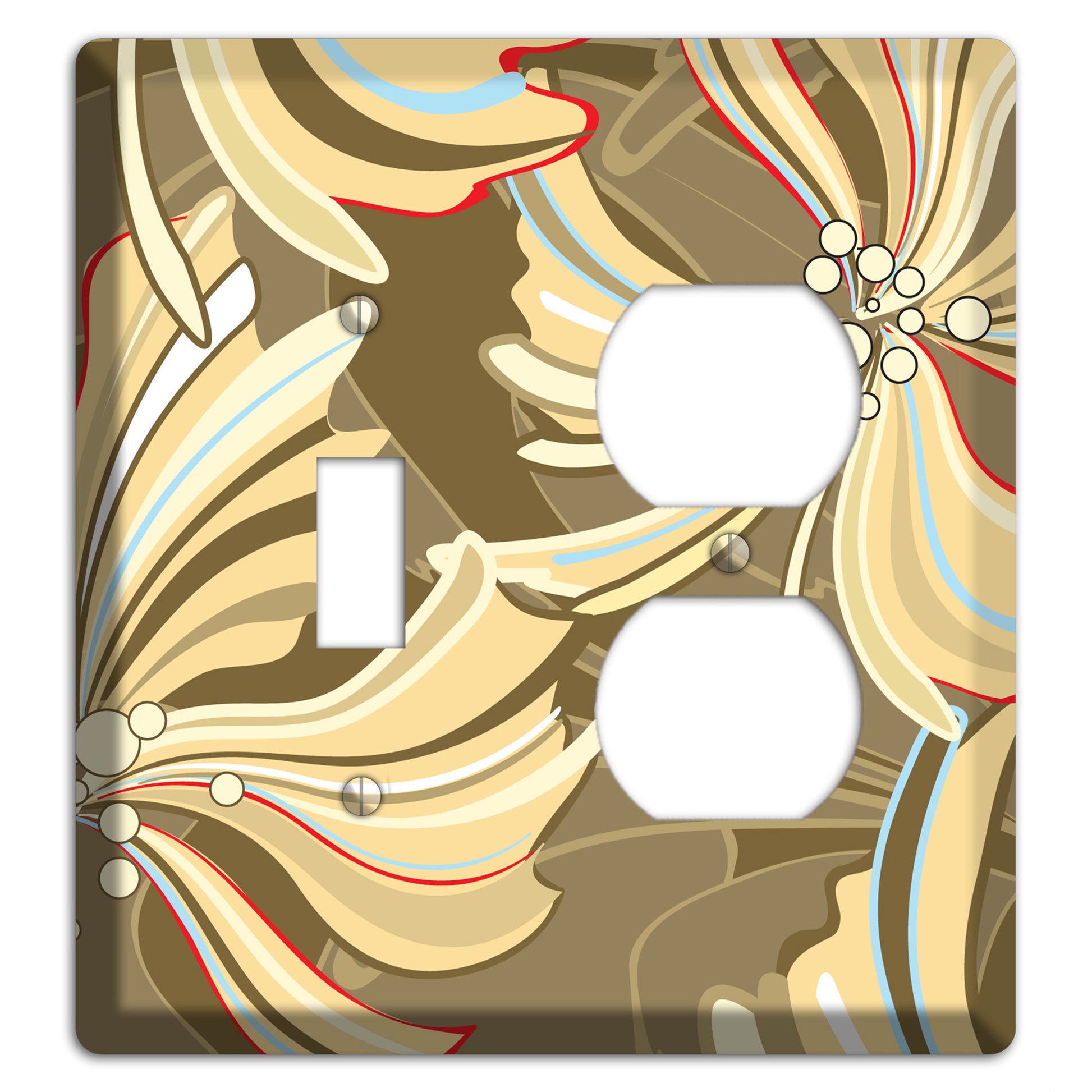 Brown Deco Blossoms Toggle / Duplex Wallplate