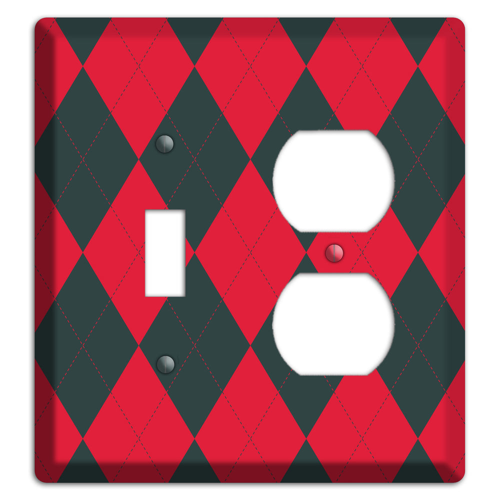 Red and Black Argyle Toggle / Duplex Wallplate