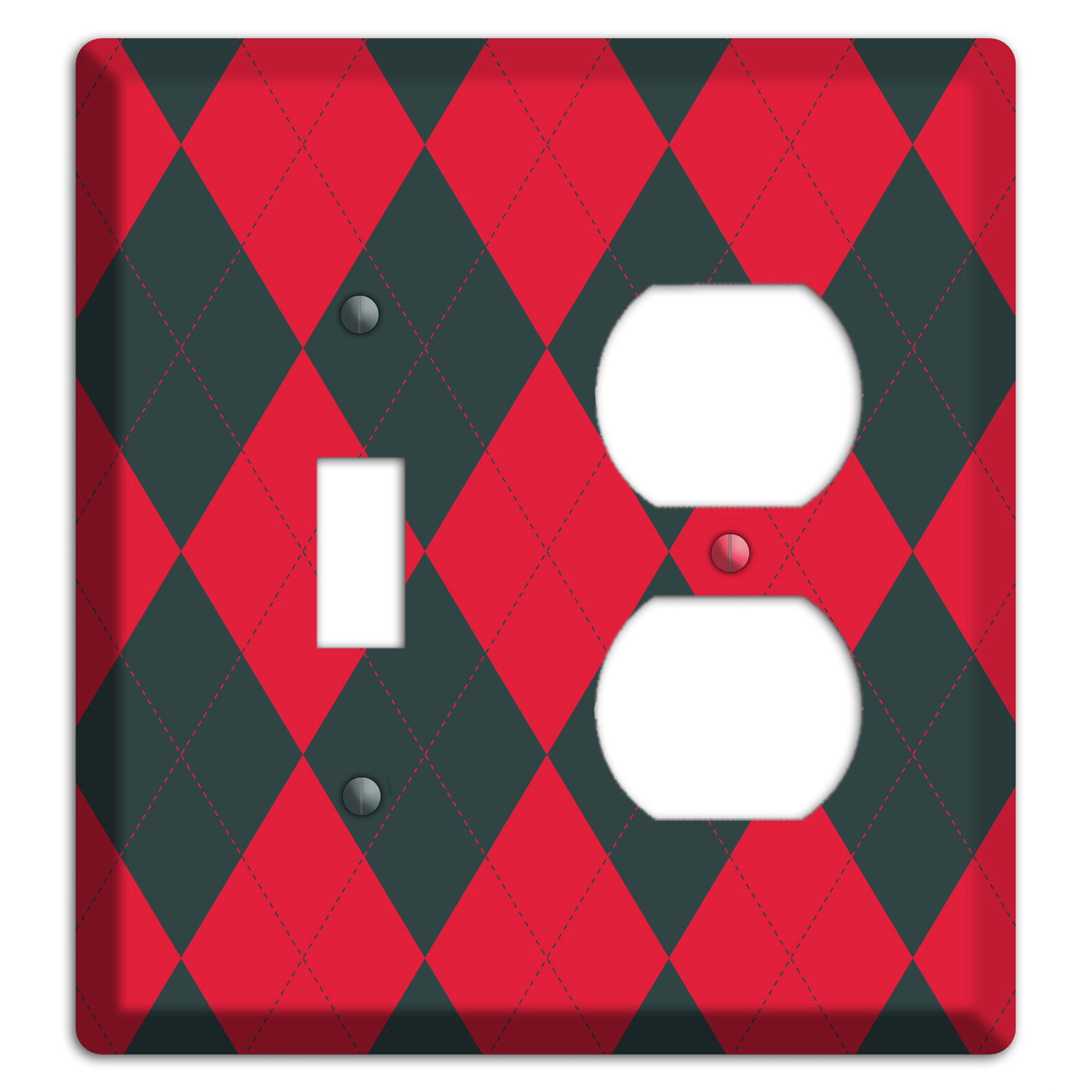 Red and Black Argyle Toggle / Duplex Wallplate