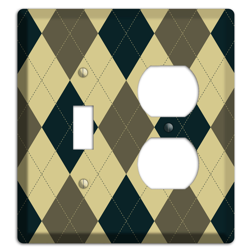 Multi Brown and Tan Argyle Toggle / Duplex Wallplate