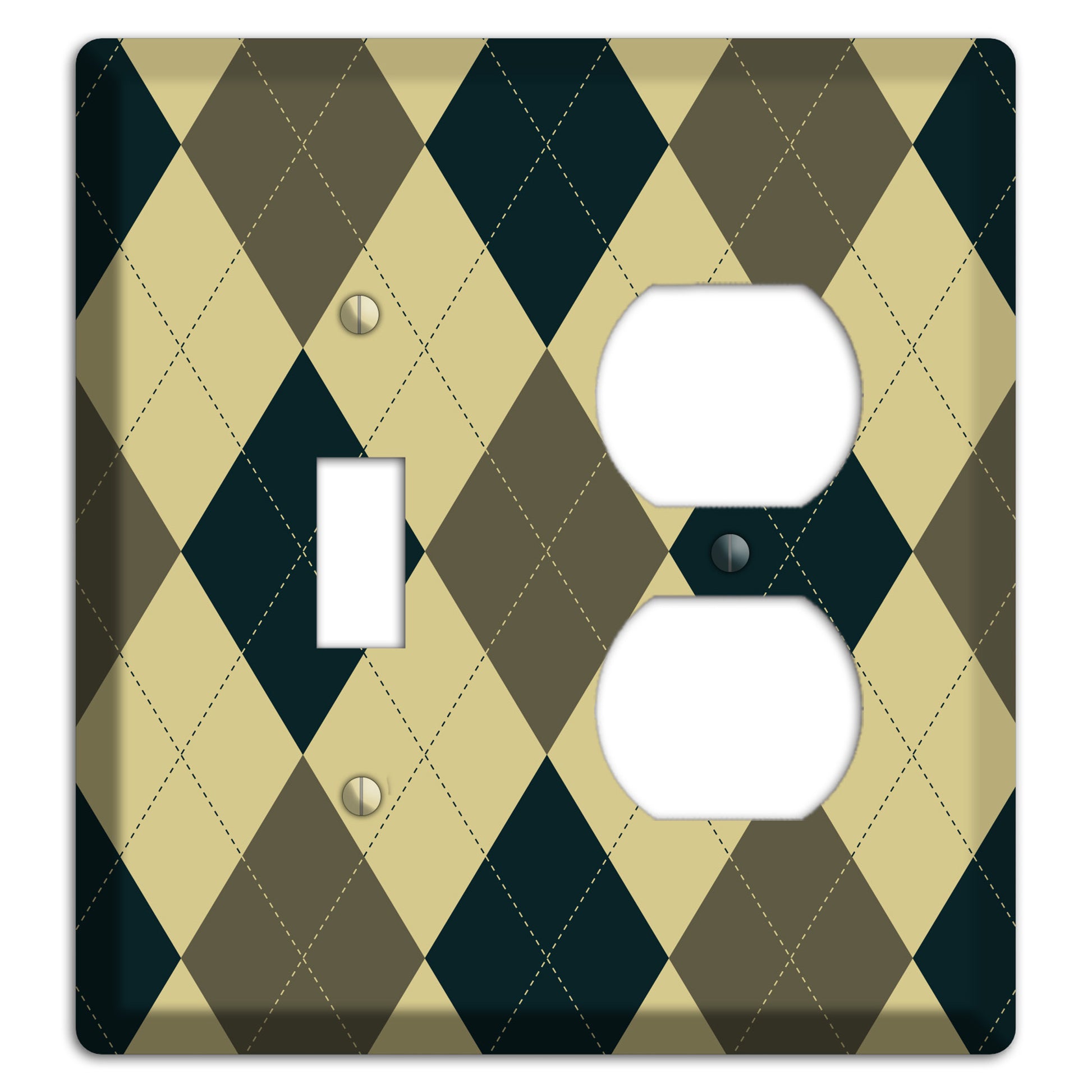 Multi Brown and Tan Argyle Toggle / Duplex Wallplate
