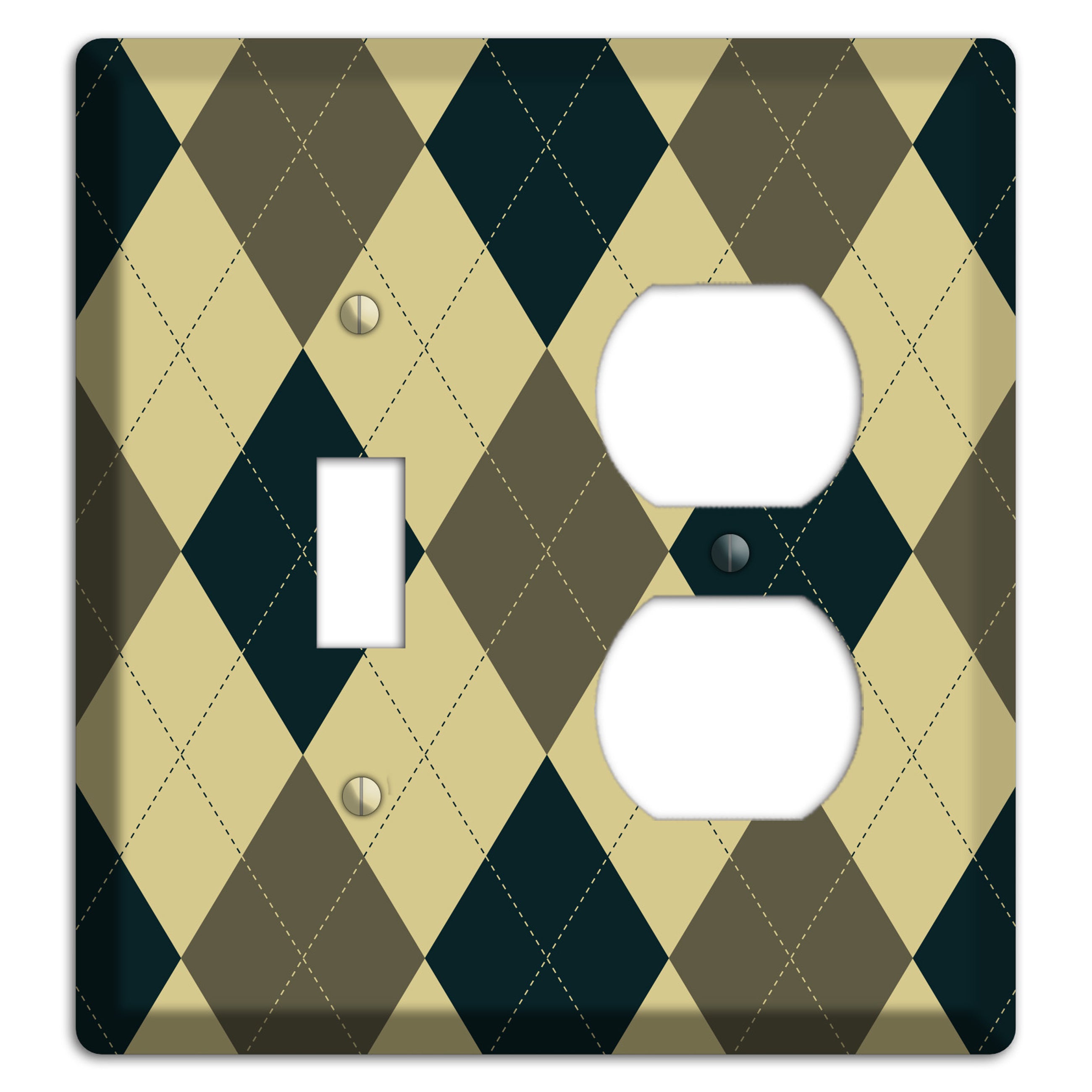 Multi Brown and Tan Argyle Toggle / Duplex Wallplate