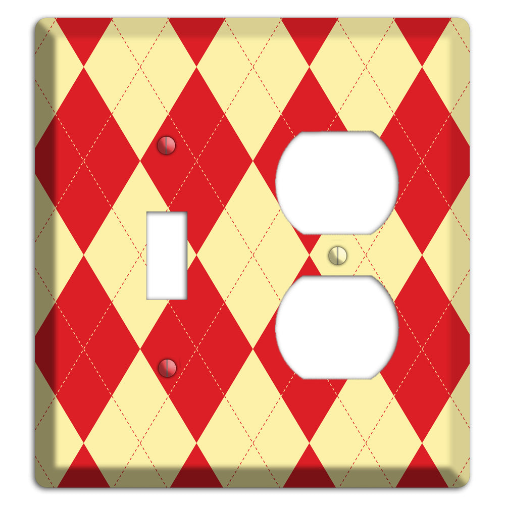 Orange and Yellow Argyle Toggle / Duplex Wallplate