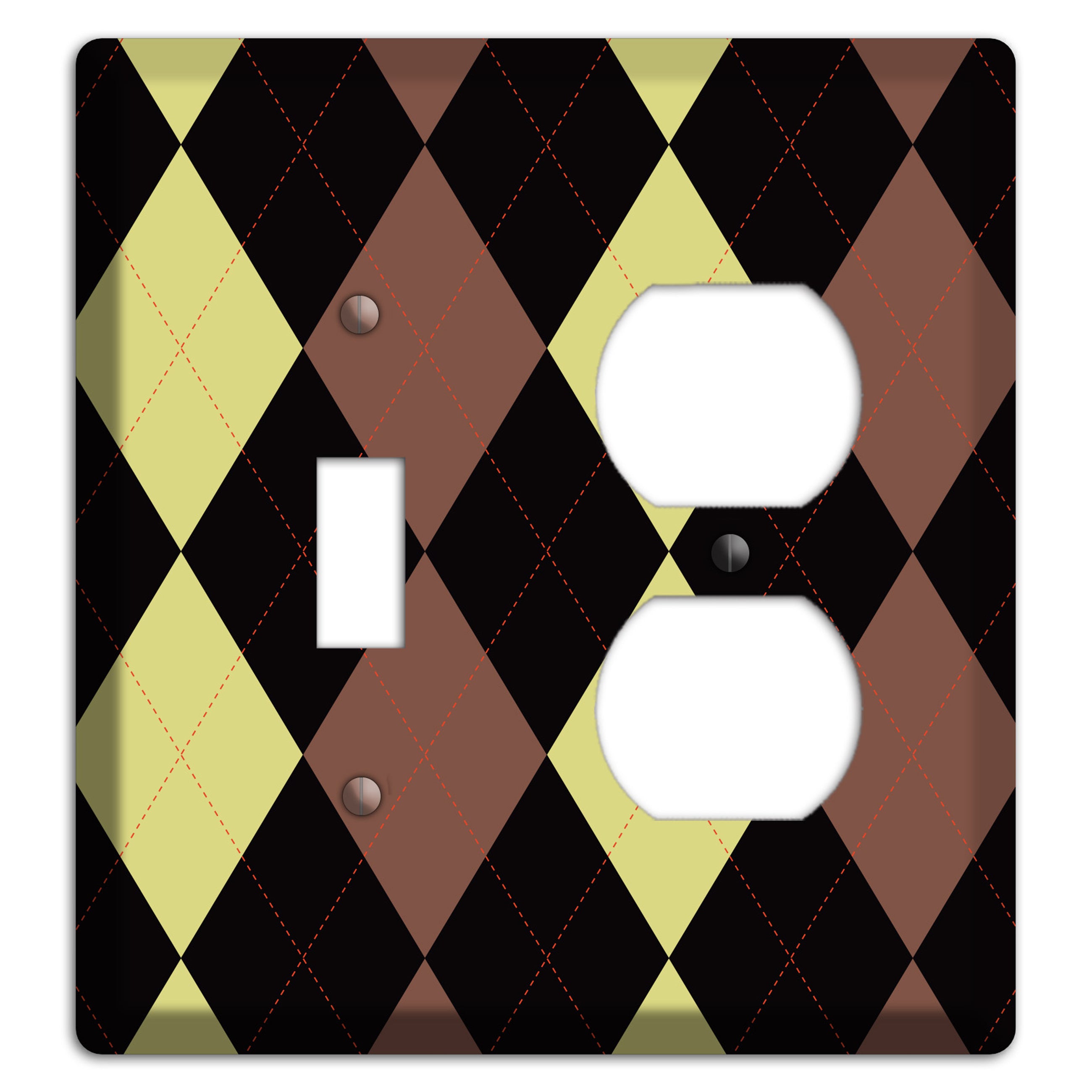 Yellow and Brown Argyle Toggle / Duplex Wallplate
