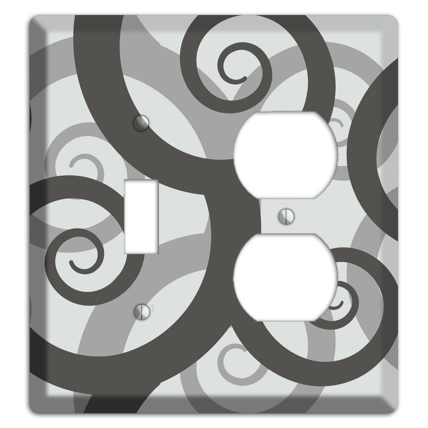 Grey with Black Large Swirl Toggle / Duplex Wallplate