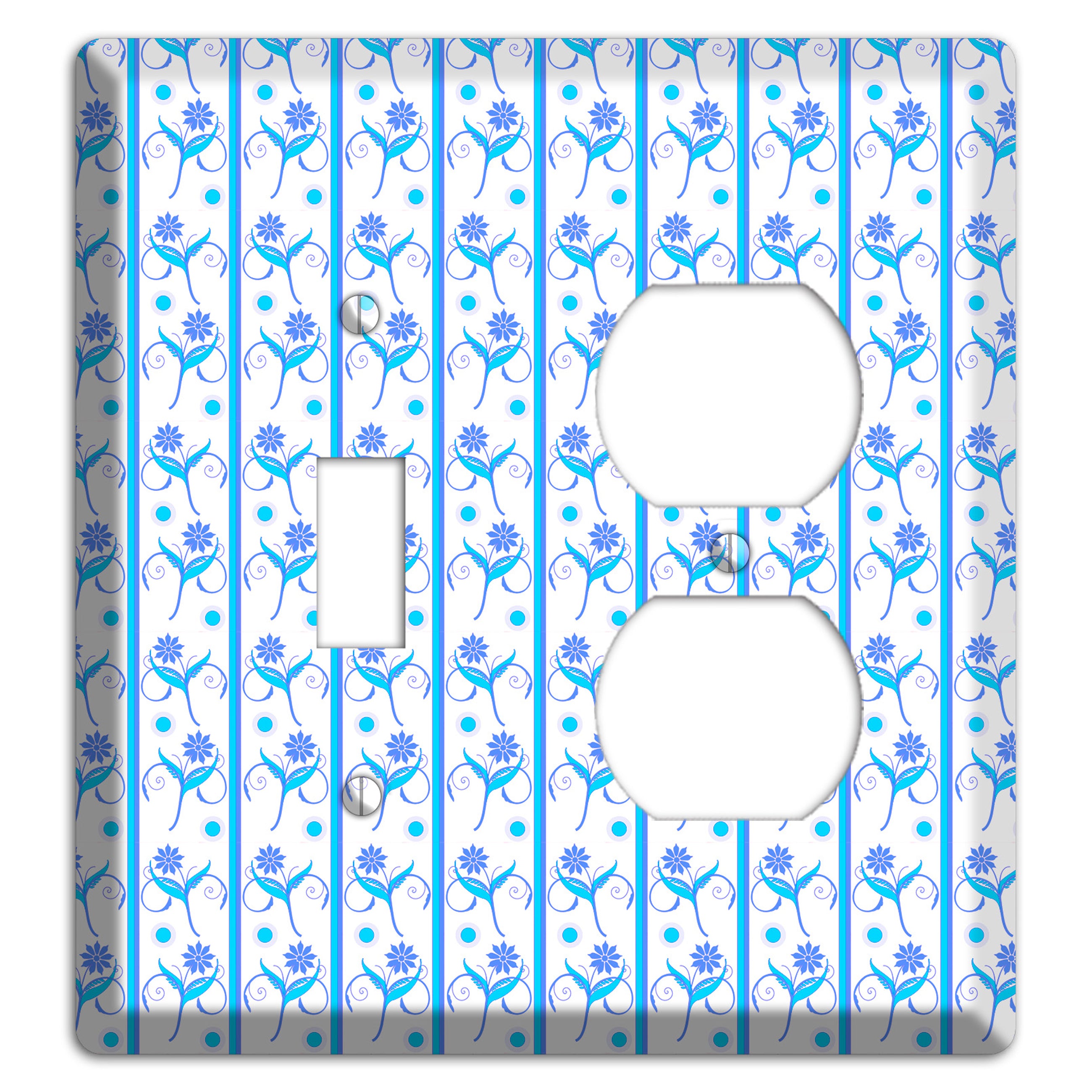 Blue Floral Pattern Toggle / Duplex Wallplate