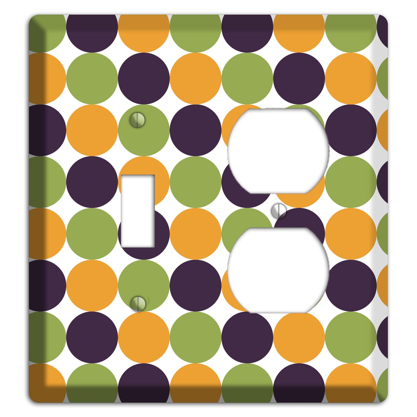 Olive Eggplant Orange Tiled Dots Toggle / Duplex Wallplate