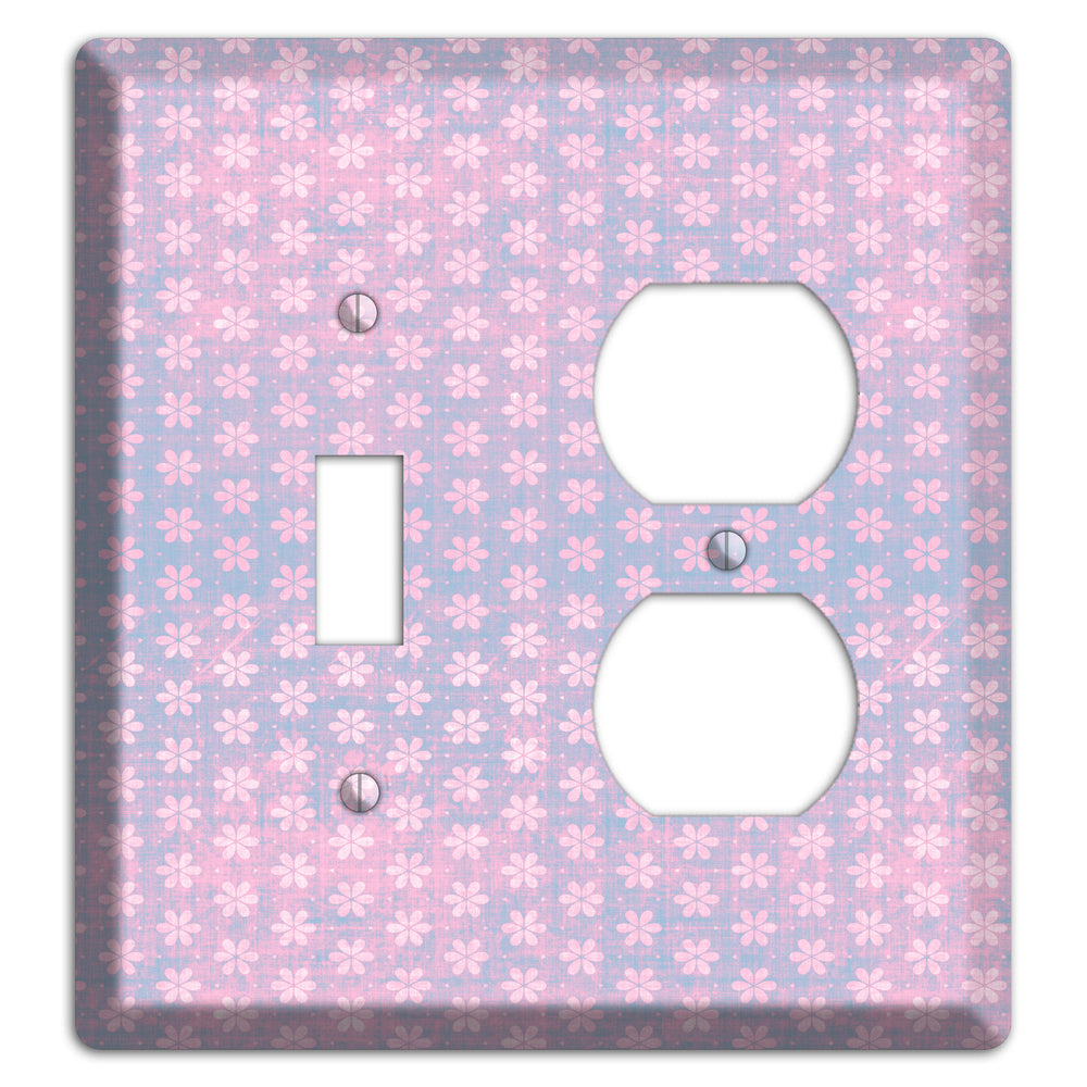 Green Grunge Floral Contour Toggle / Duplex Wallplate