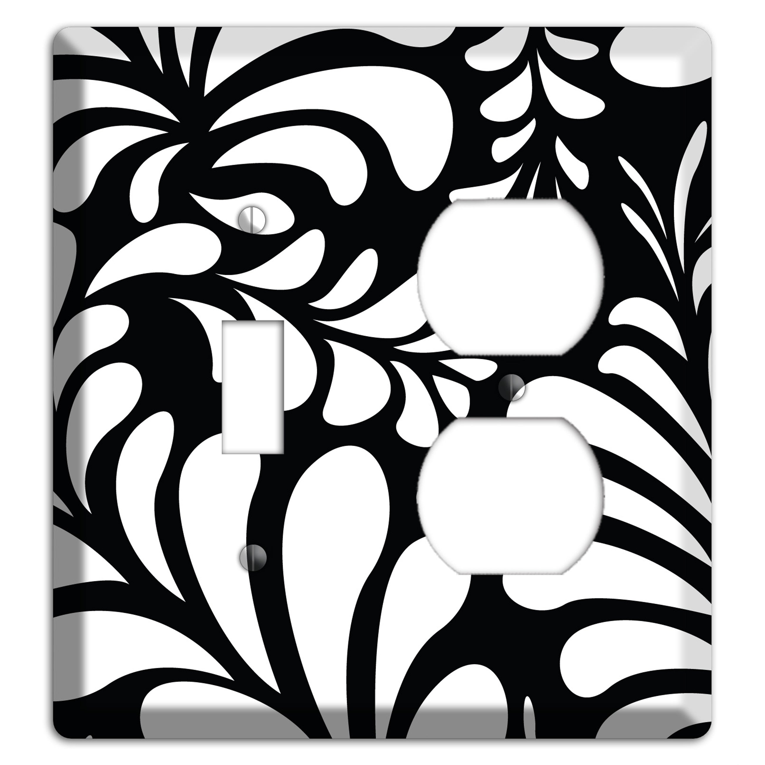 Black with White Herati Toggle / Duplex Wallplate