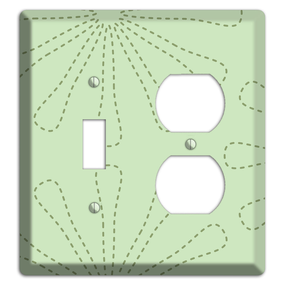 Sage Retro Stipple Floral Contour Toggle / Duplex Wallplate