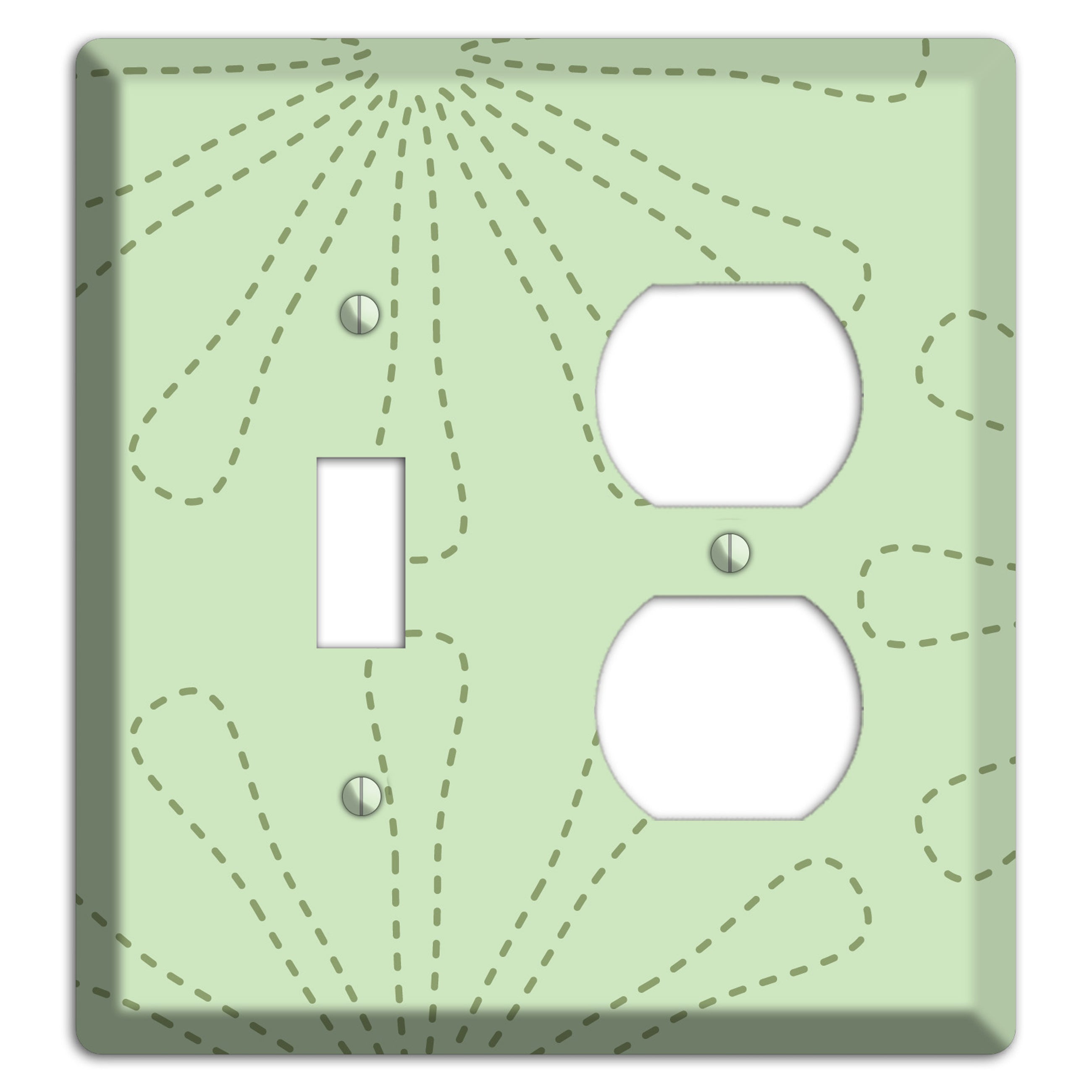 Sage Retro Stipple Floral Contour Toggle / Duplex Wallplate