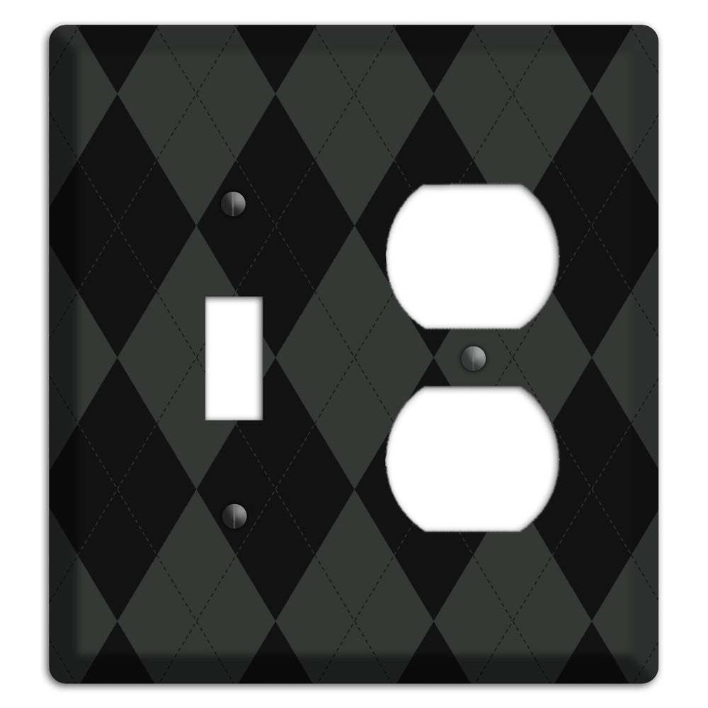 Gray and Black Argyle Toggle / Duplex Wallplate