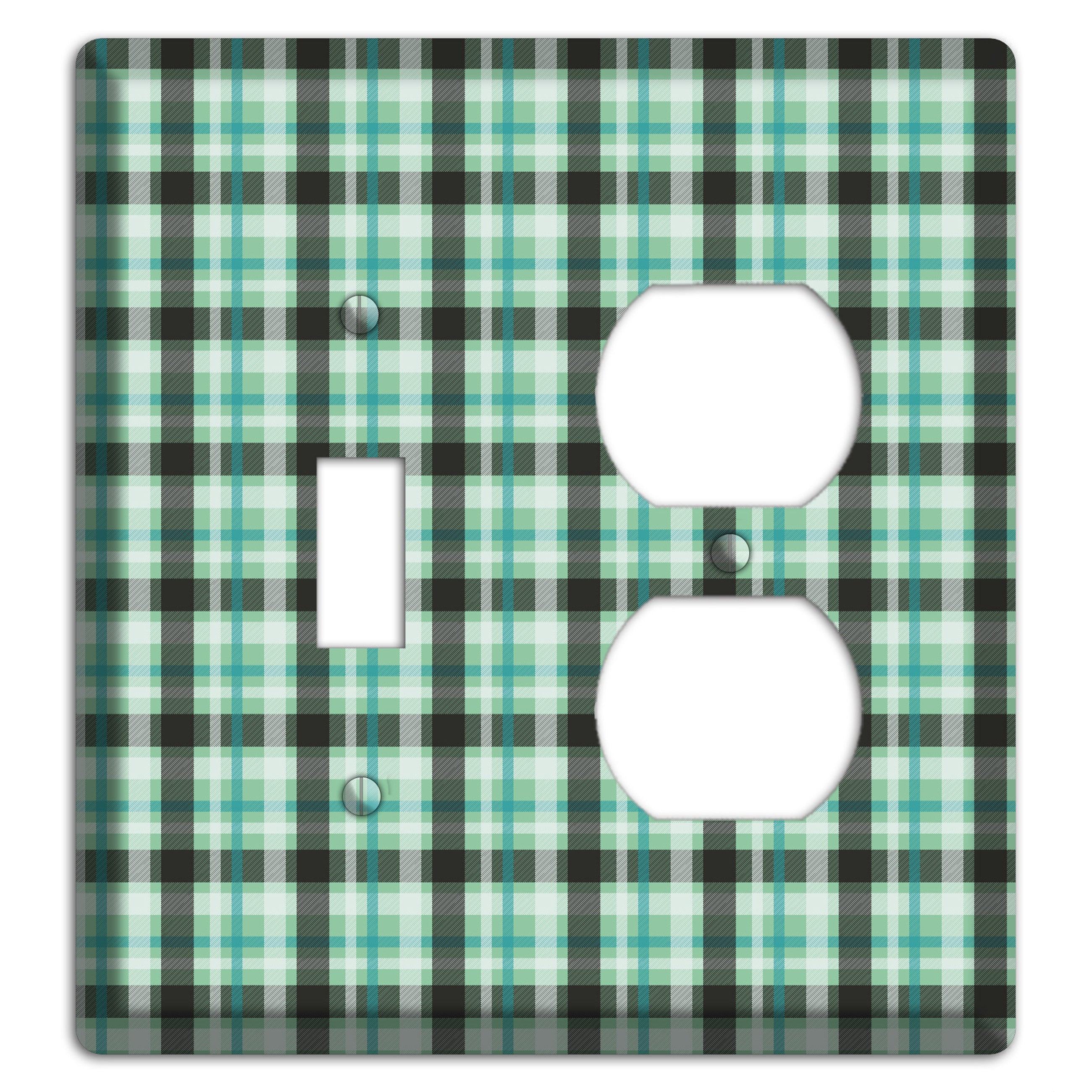 Multi Green Plaid Toggle / Duplex Wallplate