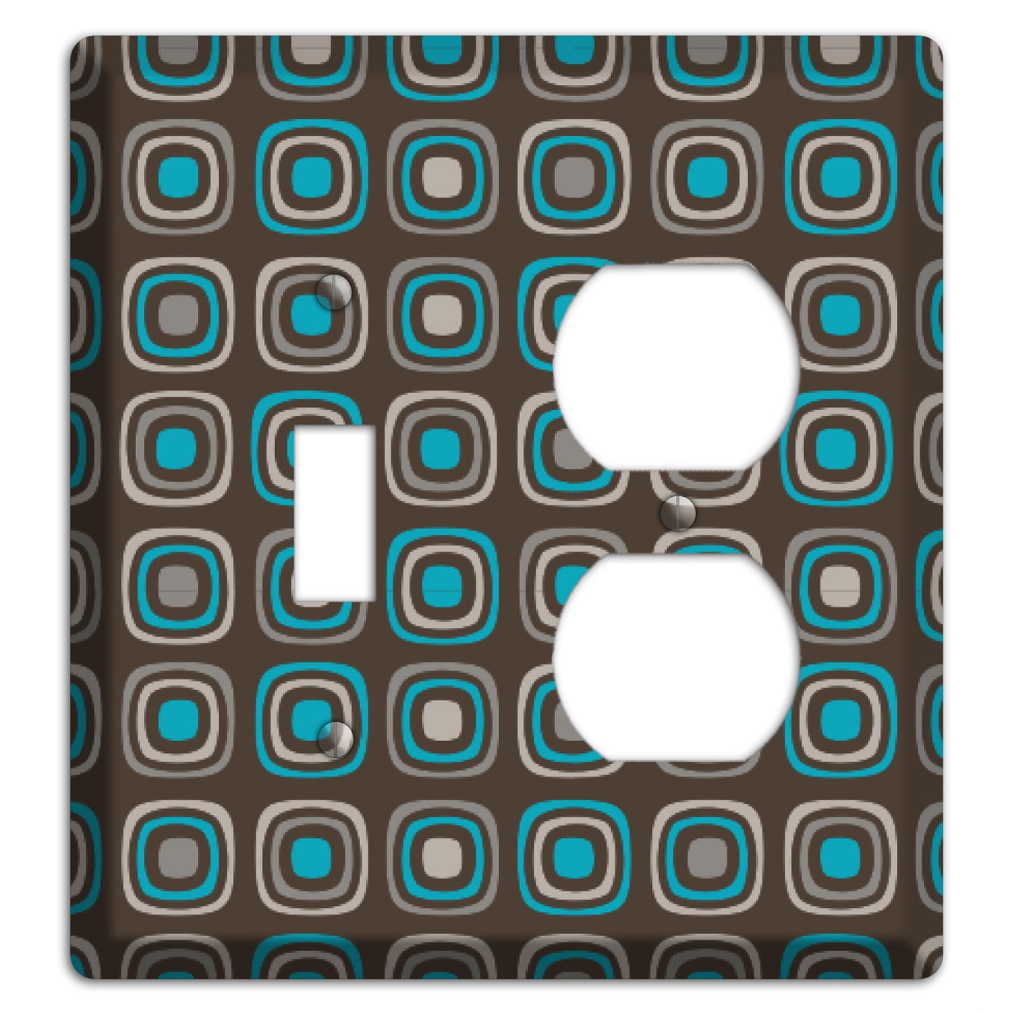 Brown and Blue Rounded Squares Toggle / Duplex Wallplate