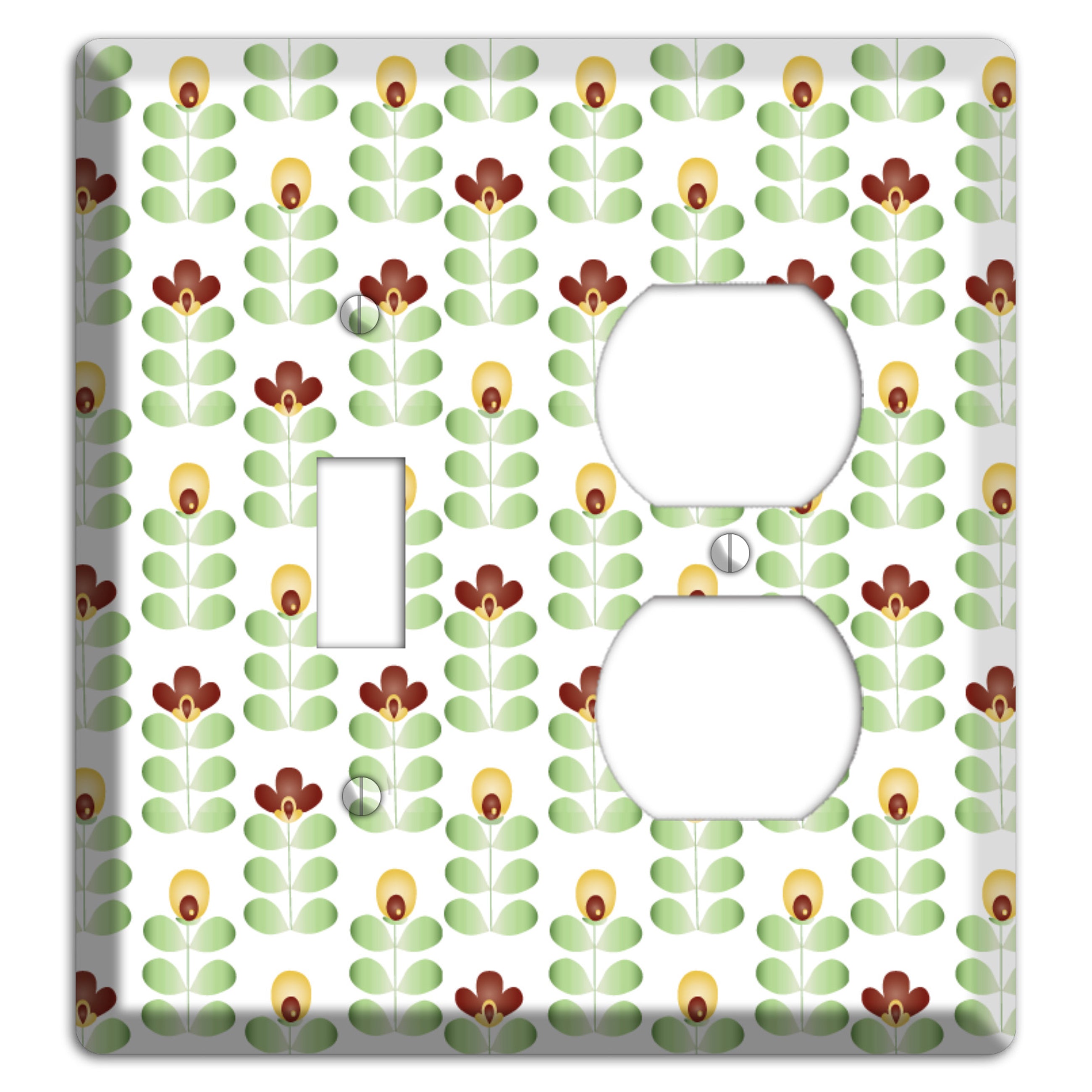 Light Green Deco Floral Half Drop Toggle / Duplex Wallplate