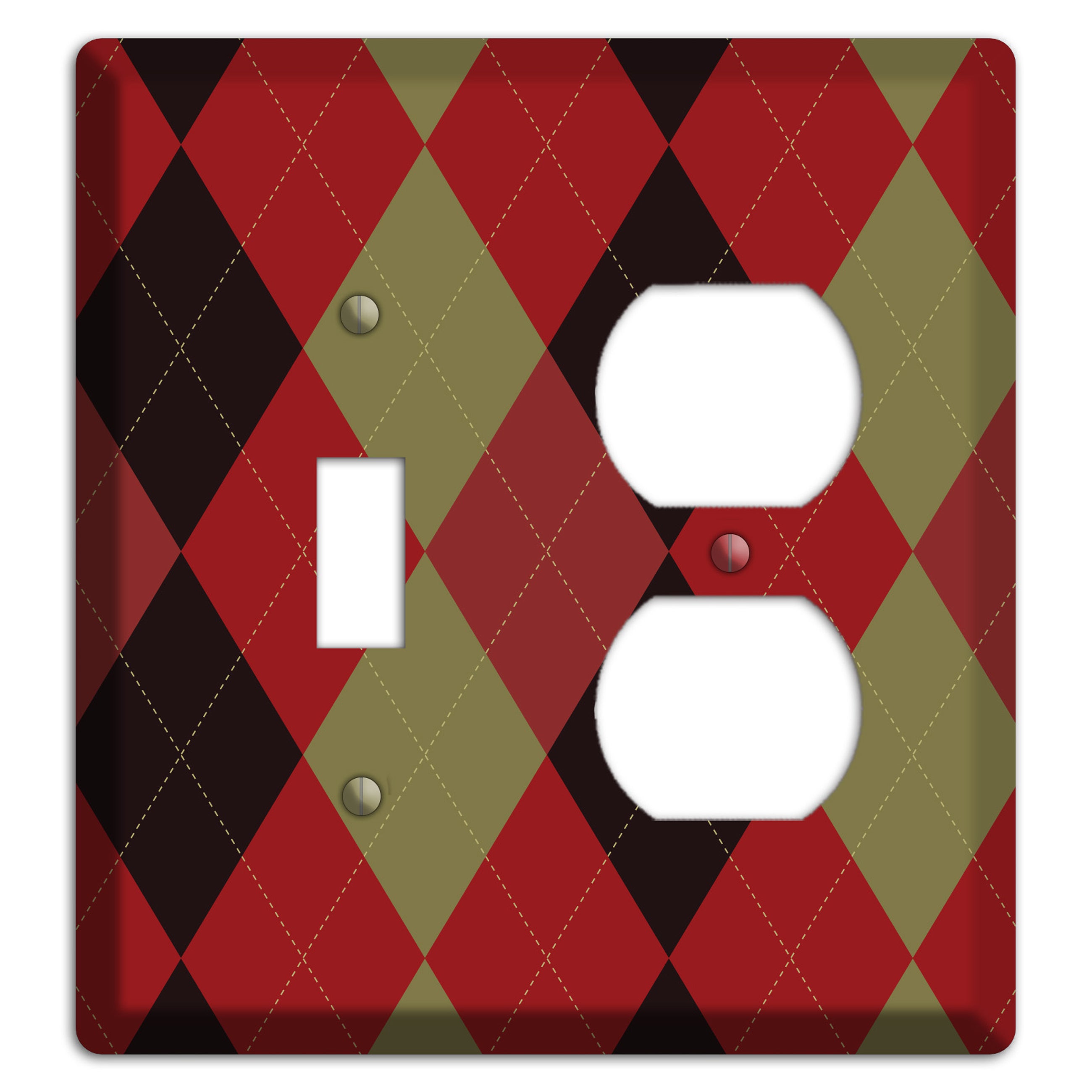 Red Olive Black Argyle Toggle / Duplex Wallplate