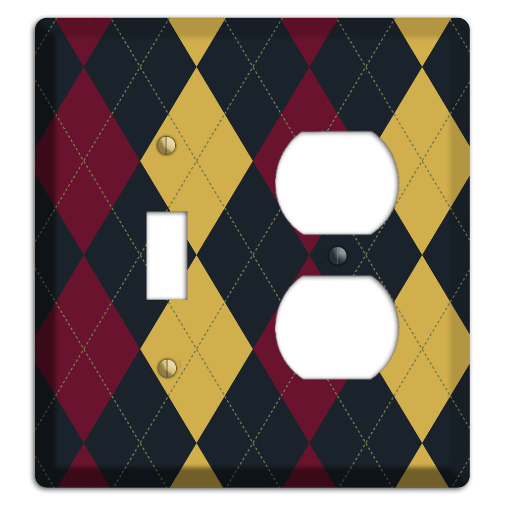 Deep Red and Yellow Argyle Toggle / Duplex Wallplate