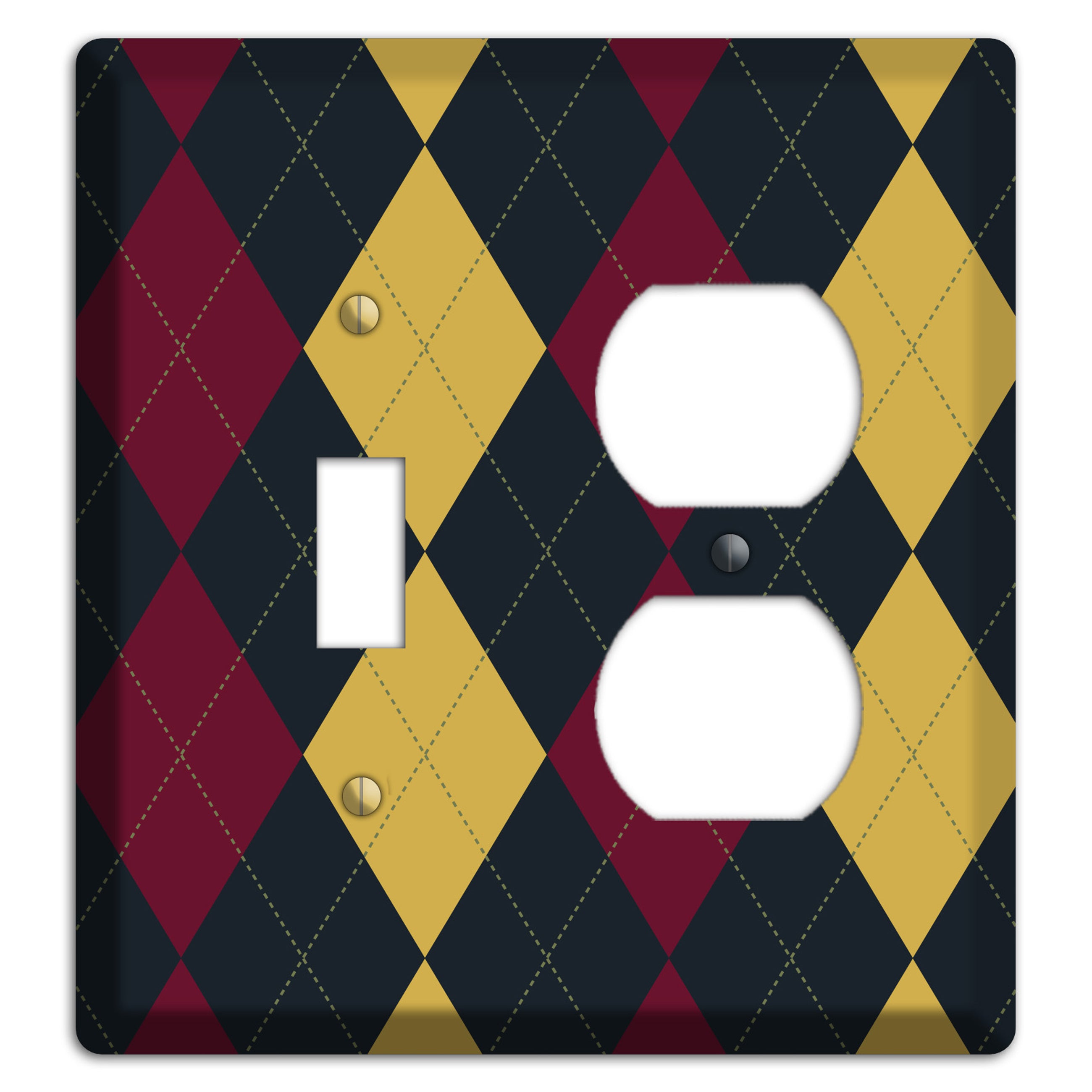 Deep Red and Yellow Argyle Toggle / Duplex Wallplate