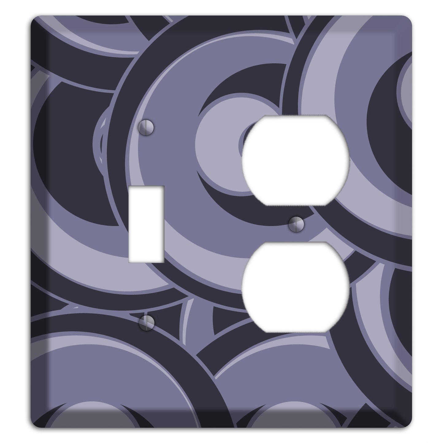 Black and Purple-grey Deco Circles Toggle / Duplex Wallplate