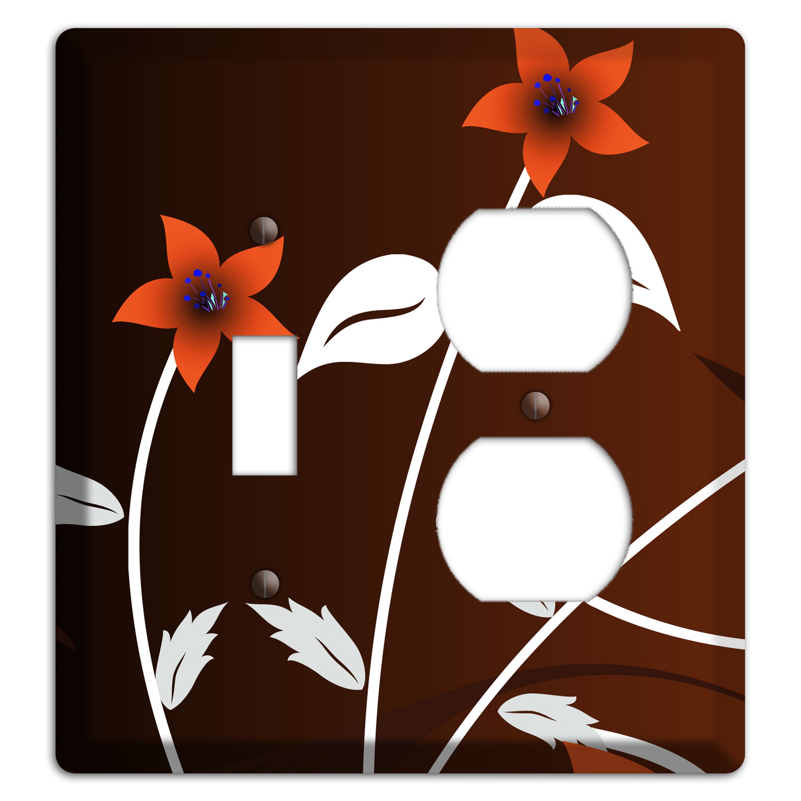 Black and Red Double Sprig Toggle / Duplex Wallplate