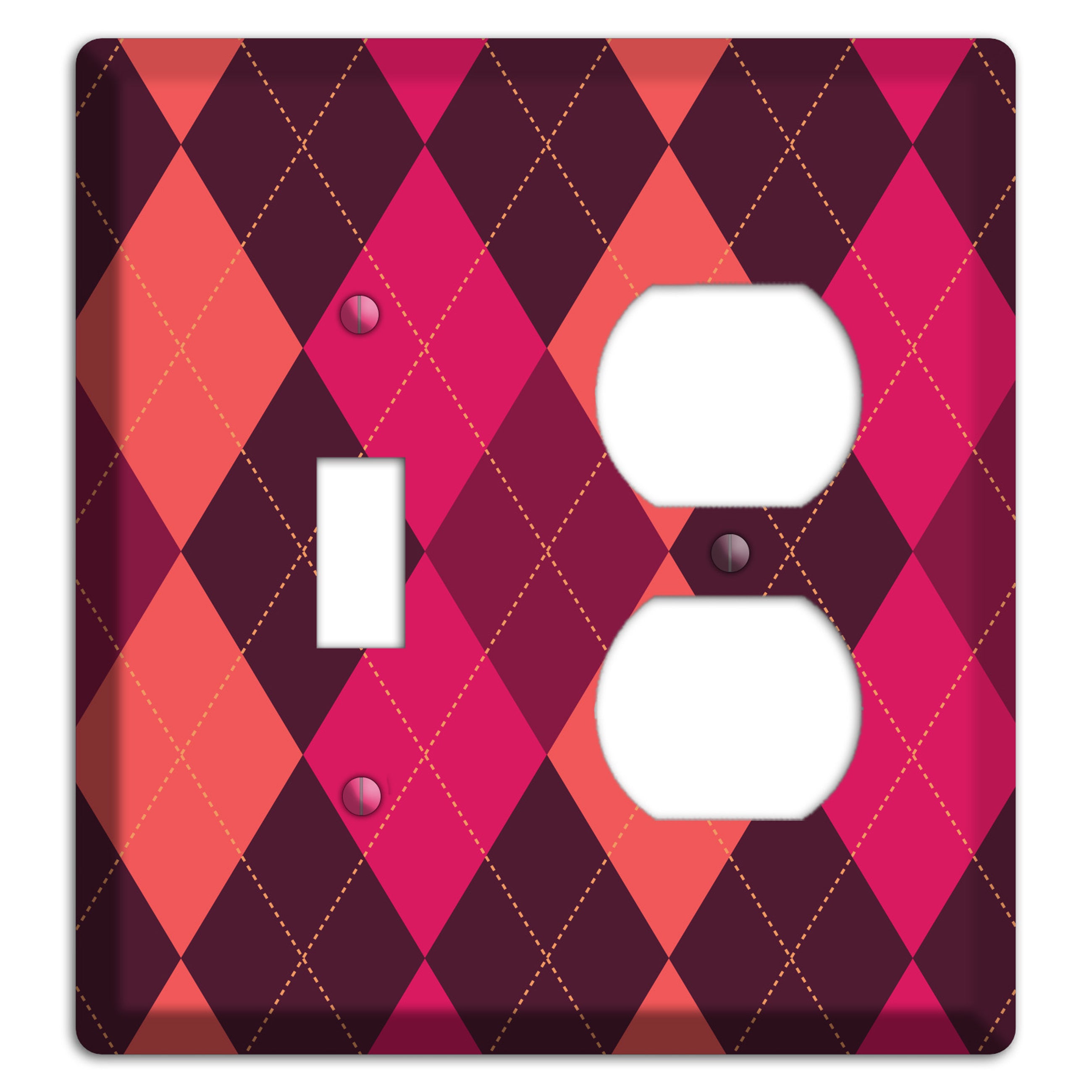Orange and Pink Argyle Toggle / Duplex Wallplate