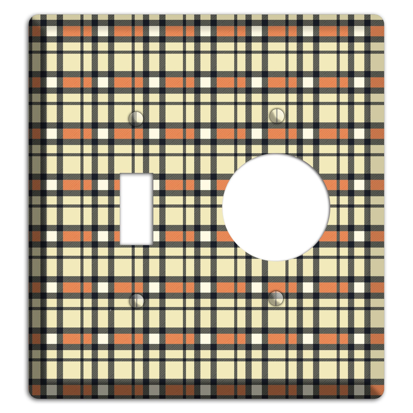 Beige and Brown Plaid Toggle / Receptacle Wallplate