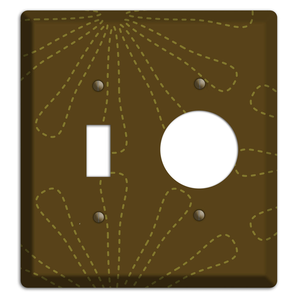 Brown Retro Stipple Floral Contour Toggle / Receptacle Wallplate
