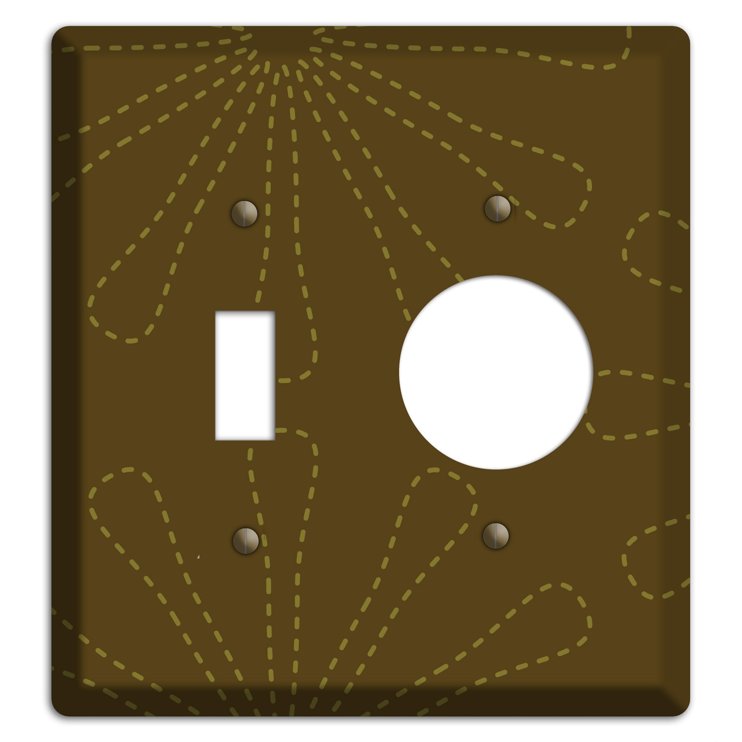 Brown Retro Stipple Floral Contour Toggle / Receptacle Wallplate