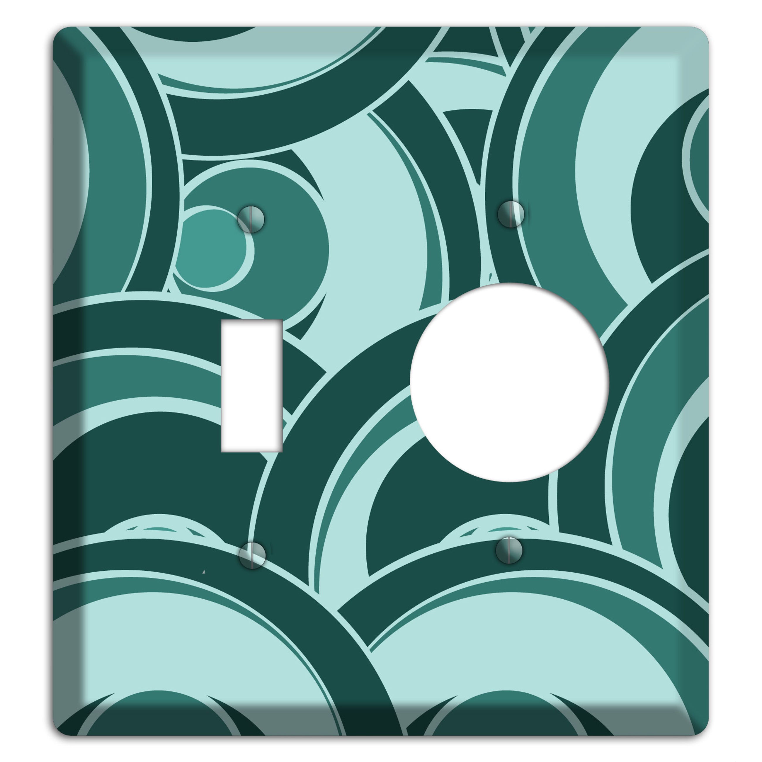 Blue-green Deco Circles Toggle / Receptacle Wallplate