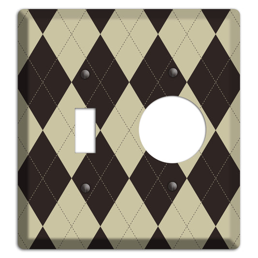 Beige and Black Argyle Toggle / Receptacle Wallplate
