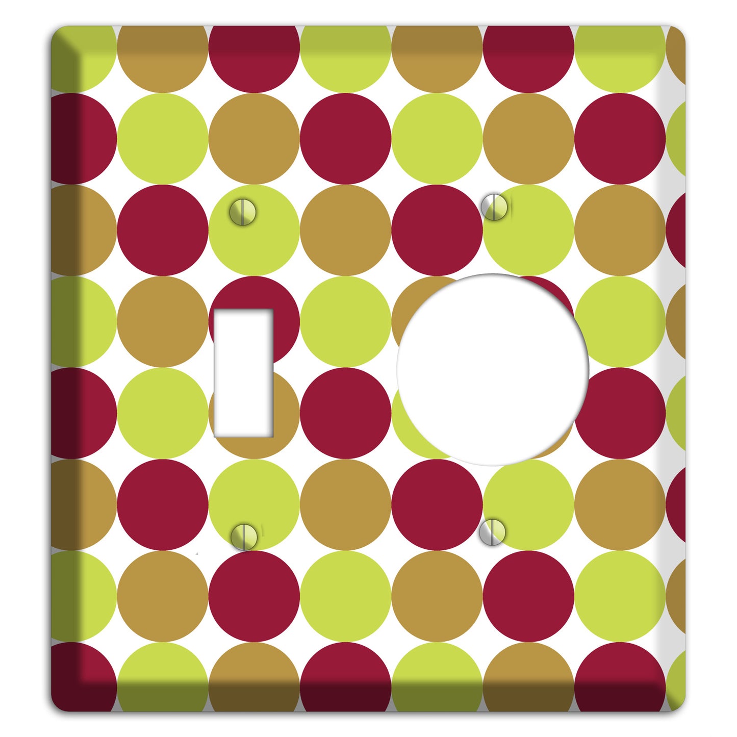 Lime Brown Maroon Tiled Dots Toggle / Receptacle Wallplate