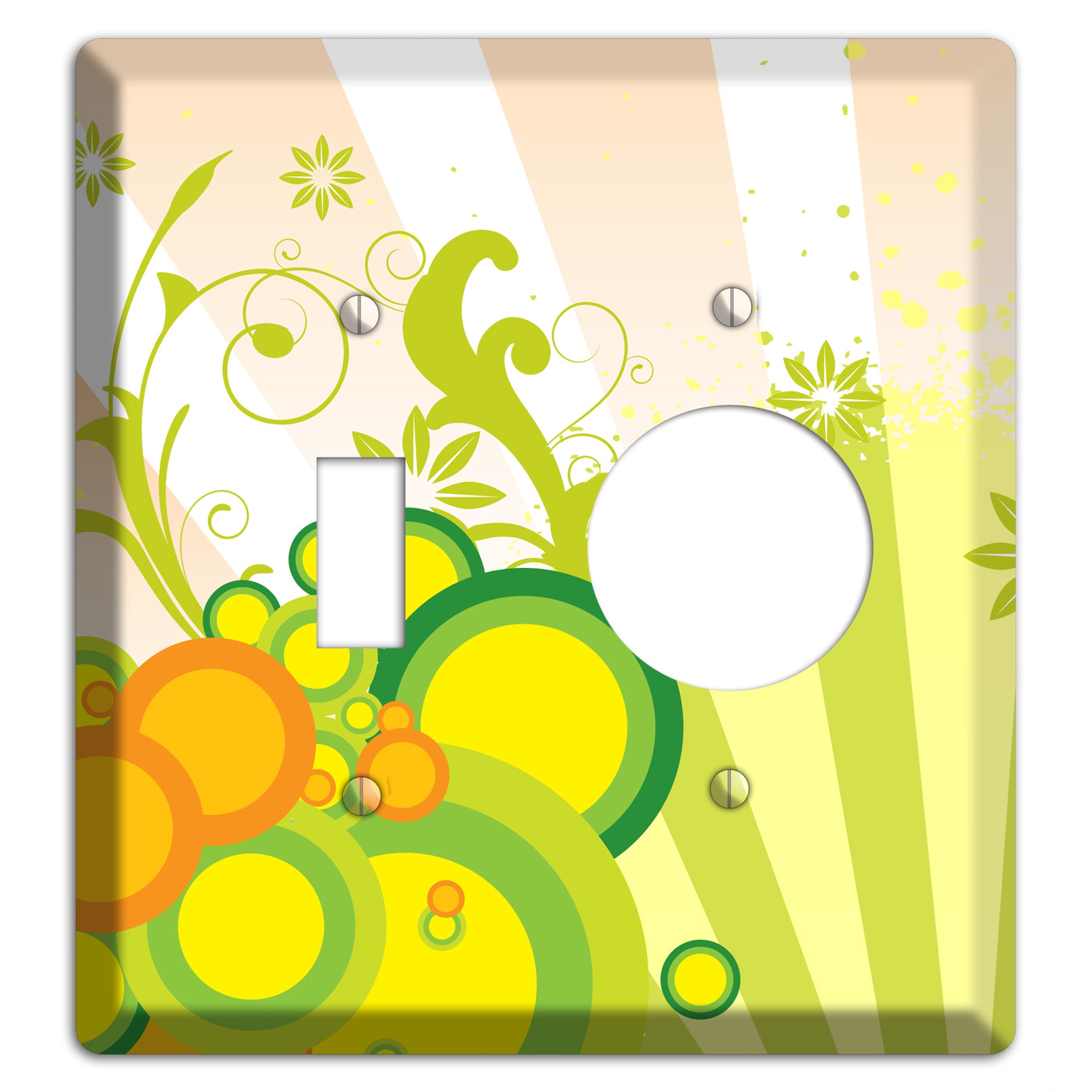 Green Yellow Orange Retro Sprig Toggle / Receptacle Wallplate