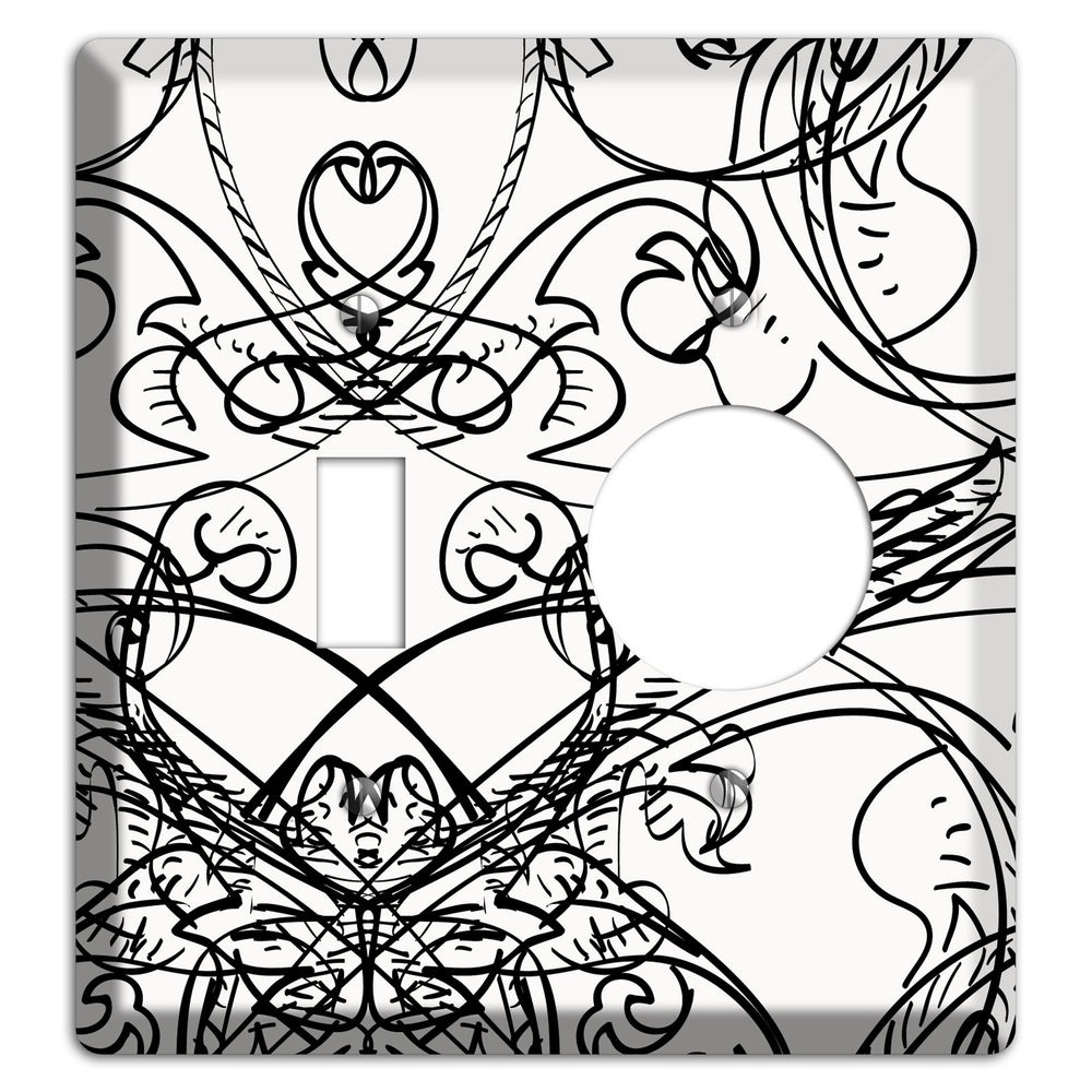 White Deco Sketch Toggle / Receptacle Wallplate