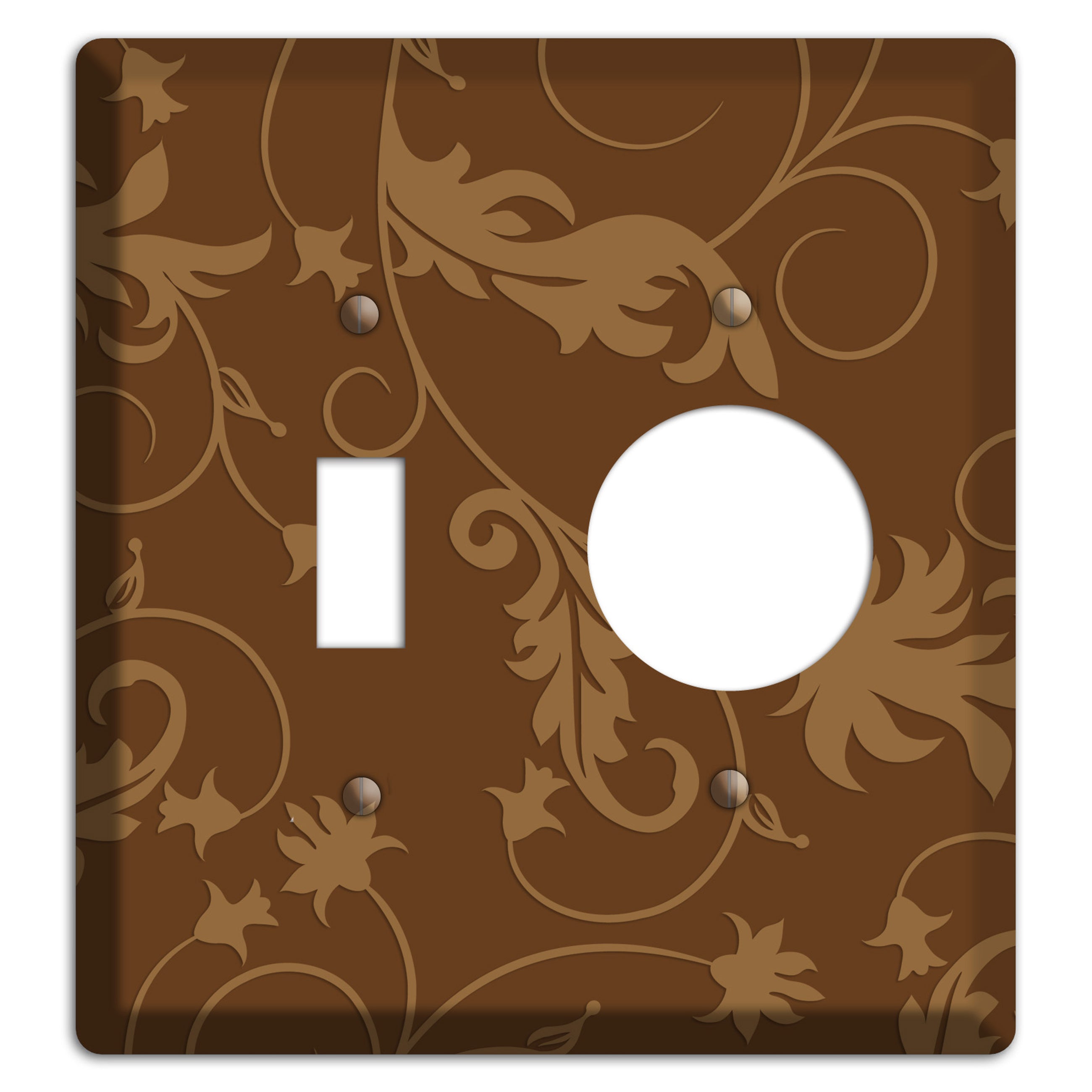Brown Victorian Sprig Toggle / Receptacle Wallplate