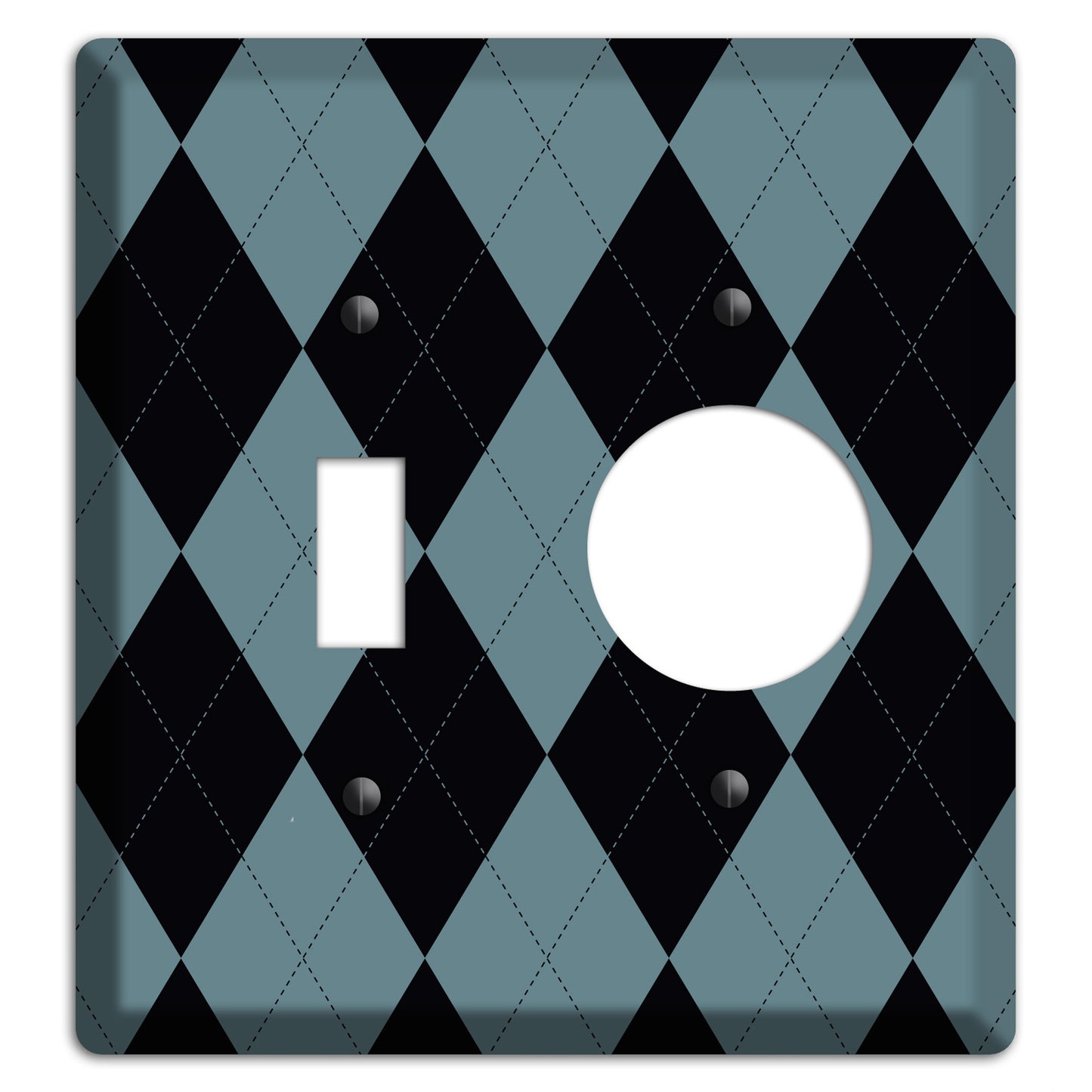 Blue and Black Argyle Toggle / Receptacle Wallplate