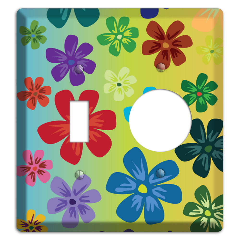 Blue to yellow Flowers Toggle / Receptacle Wallplate