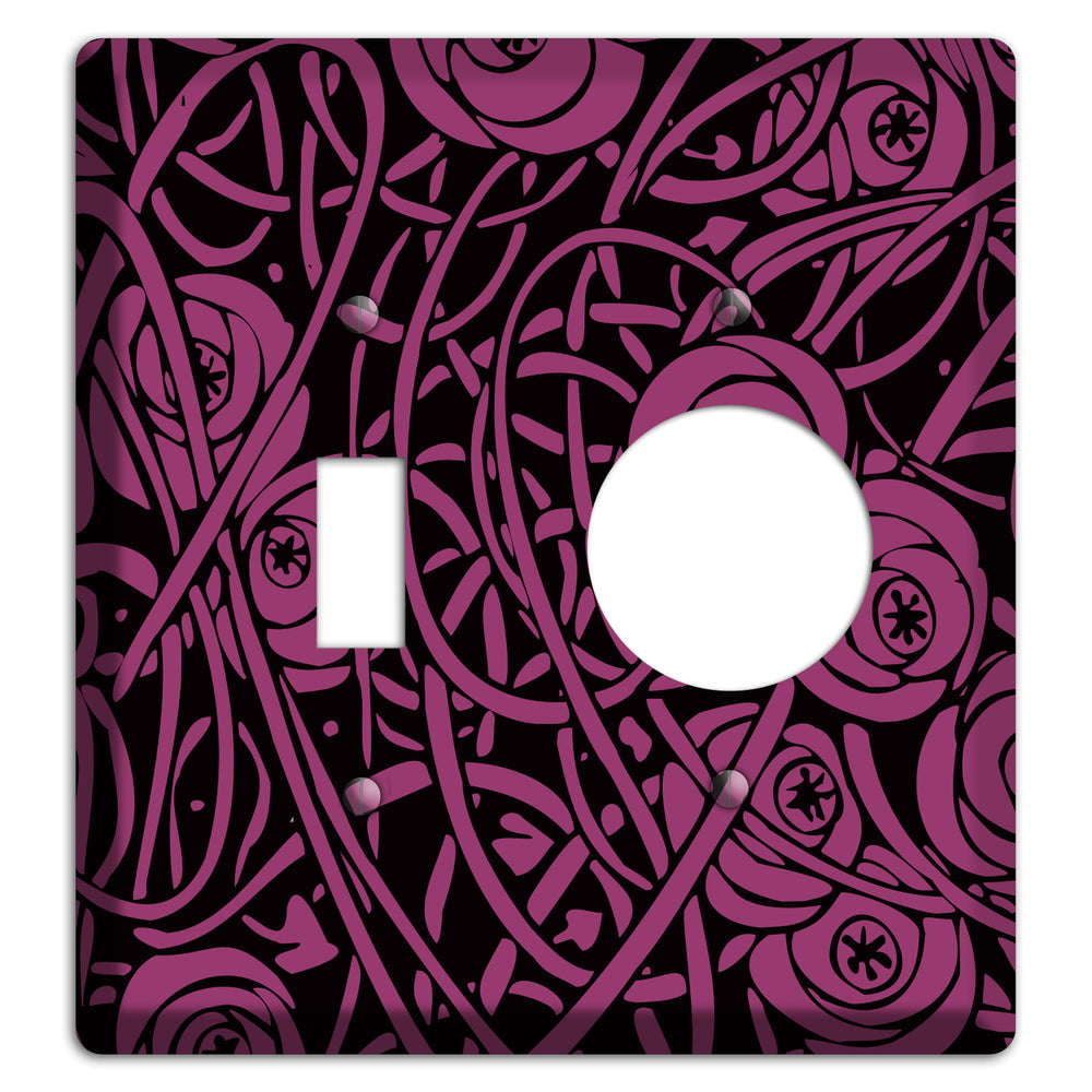 Fuschia Deco Floral Toggle / Receptacle Wallplate